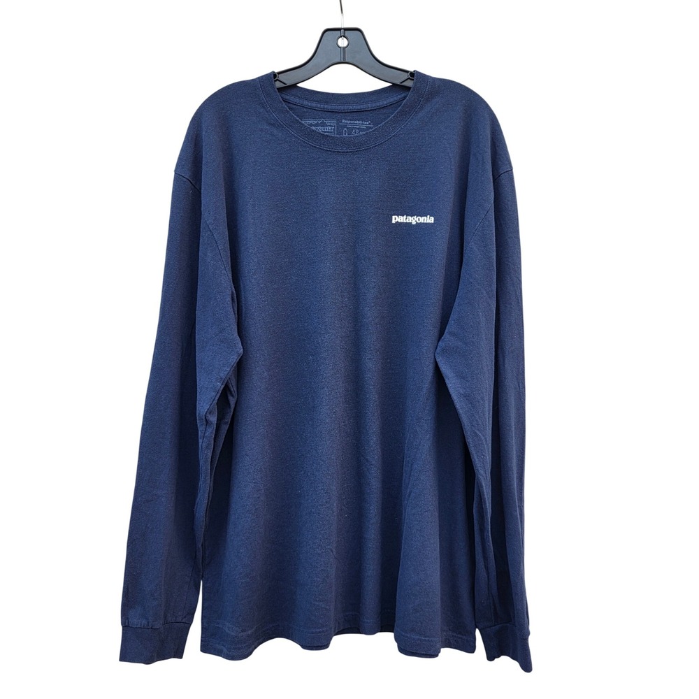 Patagonia Mens XL Navy Blue Logo Responsibili-Tee Long Sleeve Shirt Ecocore Gorp